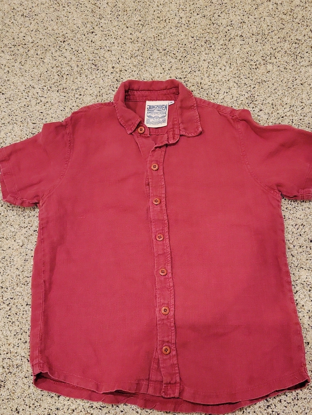Jungmaven Camp Button Up Down Short Sleeve Shirt Hemp Organic Cotton Small